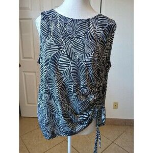 Always‎ Índigo Womens Top Blouse Sleeveless Black White Size XL